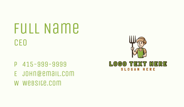 Pitchfork Farmer Gardener Business Card Design Image Preview