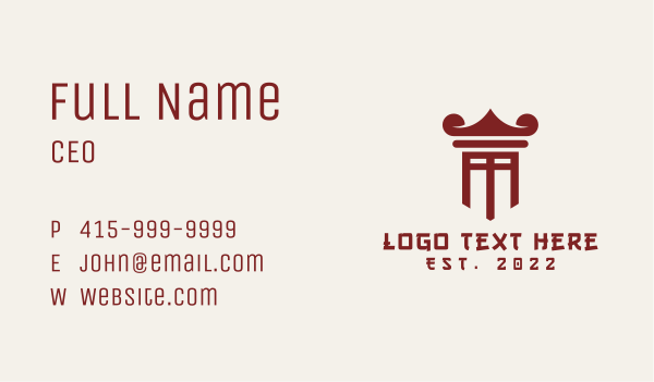 Oriental Torii Pillar Business Card Design Image Preview