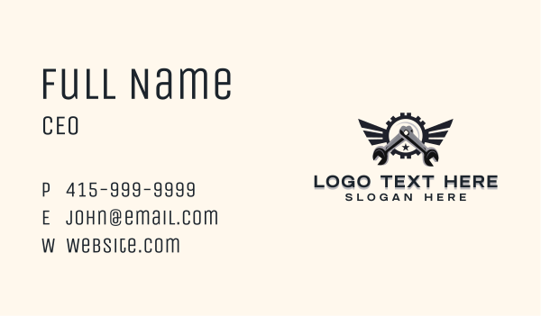 Industrial Mechanic Wrench Business Card Design Image Preview