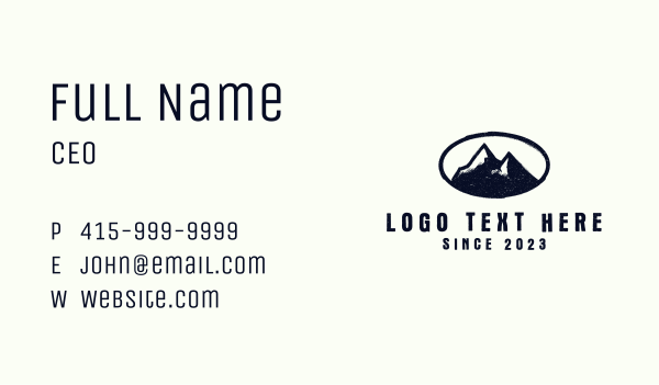 Rustic Mountain Oval Badge Business Card Design Image Preview