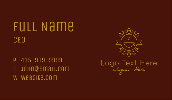 Golden Coffee Ornate Business Card Design Image Preview