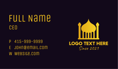 Gold Arabic Mosque Business Card Image Preview