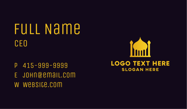 Gold Arabic Mosque Business Card Design Image Preview