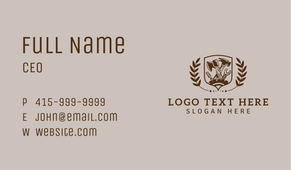 Shield Wreath Craftsman Business Card Design Image Preview