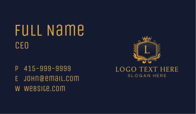 Gold Crown Shield Lettermark Business Card Image Preview