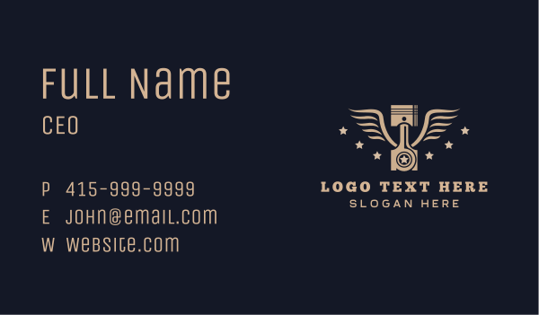 Mechanic Piston Wings Business Card Design Image Preview