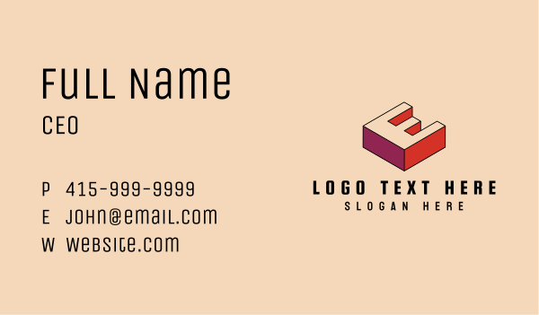 3D Pixel Letter W Business Card Design Image Preview