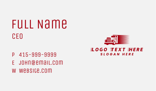 Fast Red Freight Truck Business Card Design Image Preview