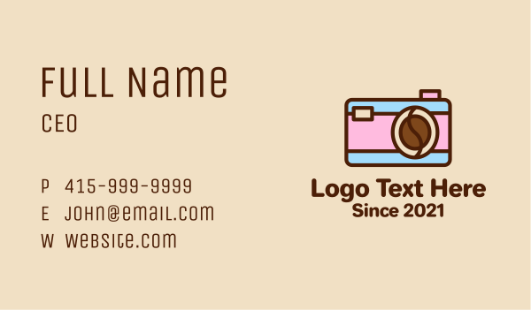 Pastel Coffee Camera  Business Card Design Image Preview