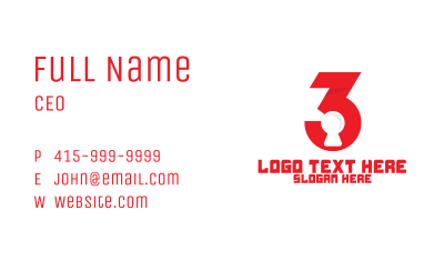 Red Number 3 Lock Business Card