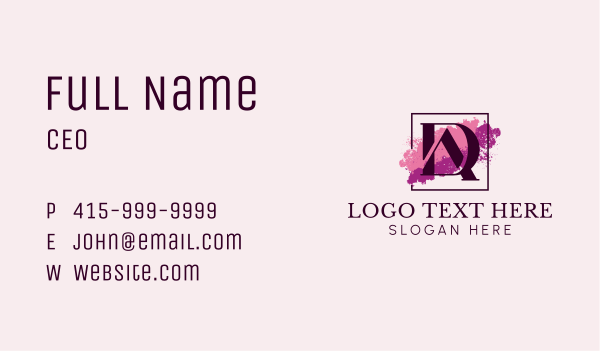 Creative Watercolor Monogram  Business Card Design Image Preview