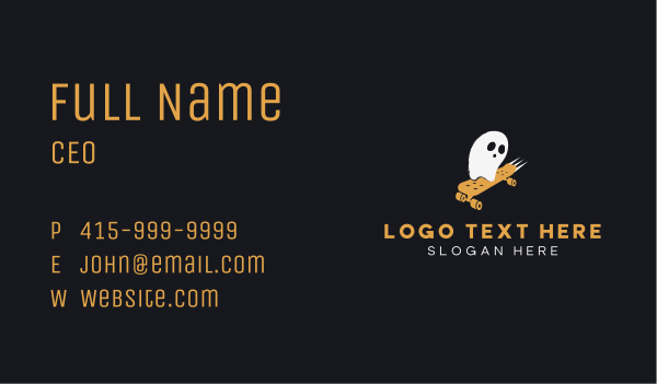 Spooky Ghost Skateboard Business Card Design Image Preview