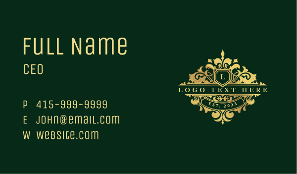 Royal Vine Shield Business Card Design Image Preview