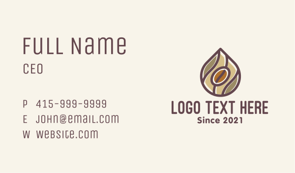 Coffee Bean Drip Business Card Design Image Preview