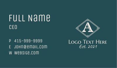 Lifestyle Brand Letter A  Business Card