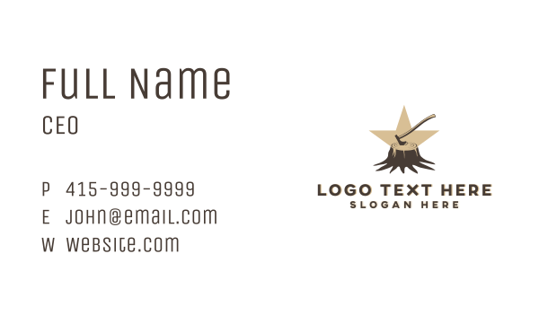 Tree Trunk Lumberjack Axe Business Card Design Image Preview