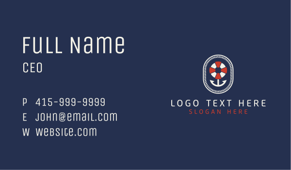 Nautical Anchor Lifesaver Emblem Business Card Design Image Preview