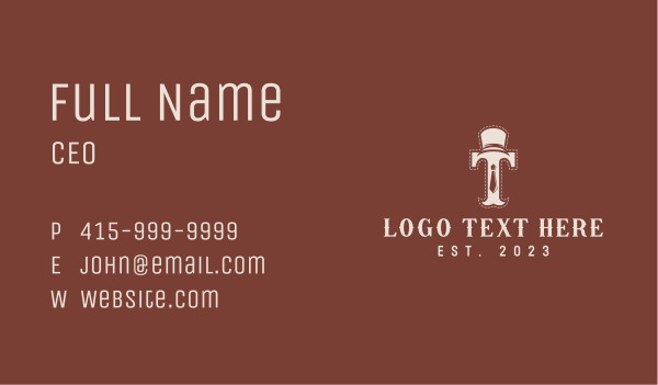 Retro Gentleman Letter T Business Card Design Image Preview