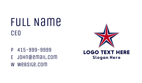 American Patriot Star Business Card Design Image Preview