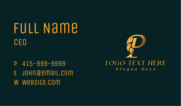 Luxury Golden Letter P Business Card Design Image Preview