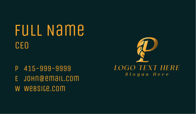 Luxury Golden Letter P Business Card Image Preview
