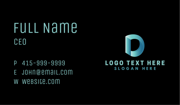3d Gradient Letter D Business Card Design Image Preview