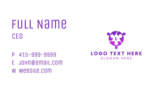 Purple Startup Jigsaw Puzzle Business Card Design Image Preview