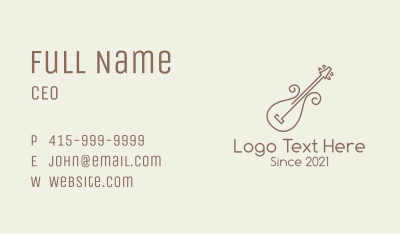 Minimalist Violin Instrument Business Card Image Preview