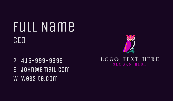 Colorful Night Owl Business Card Design Image Preview