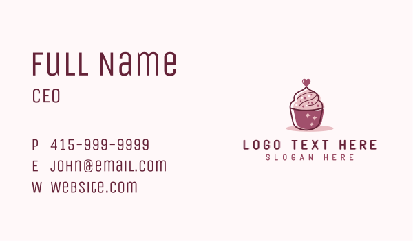Cupcake Heart Bakery  Business Card Design Image Preview