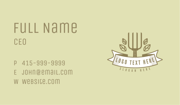 Rustic Gardening Fork Business Card Design Image Preview