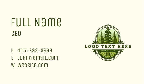 Forest Pine Tree Woodwork Business Card Design Image Preview