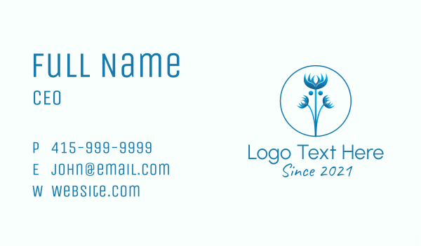 Blue Wild Flower Business Card Design Image Preview