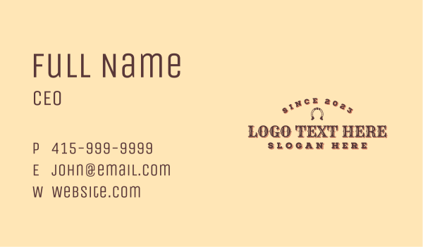 Classic Western Wordmark Business Card Design Image Preview