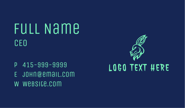 Neon Rabbit Head  Business Card Design Image Preview