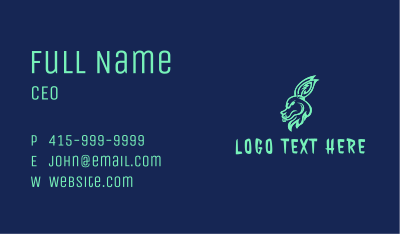Neon Rabbit Head  Business Card Image Preview