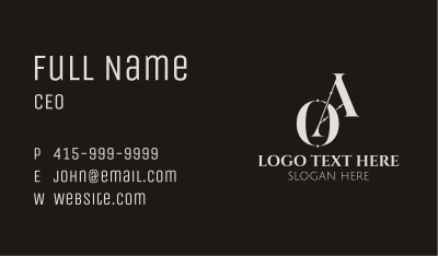 Luxury Finance A & O Monogram Business Card