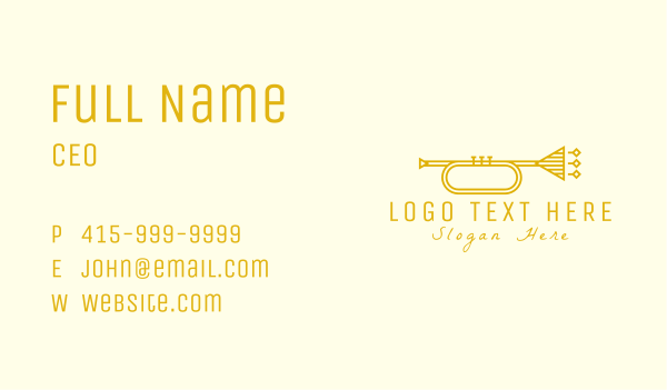 Golden Retro Trumpet Business Card Design Image Preview