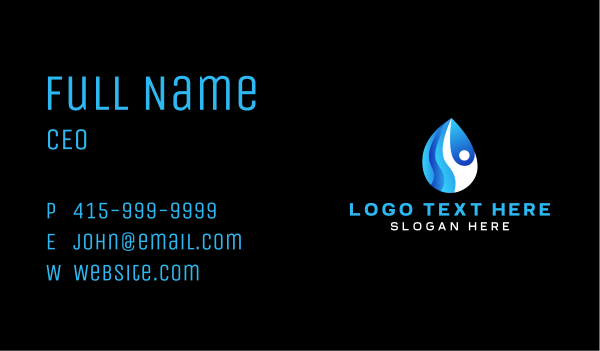 Blue Wellness Water Business Card Design Image Preview