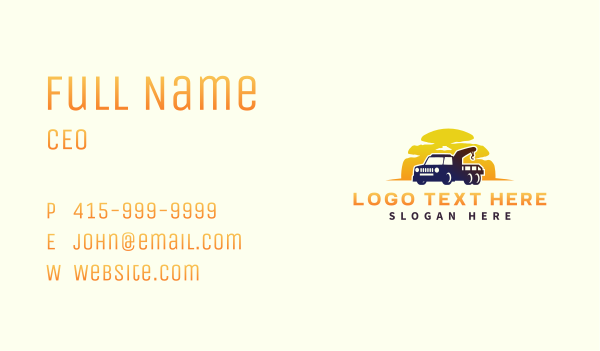 Tow Truck Sunset Business Card Design Image Preview