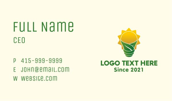 Eco Sun Bulb Business Card Design Image Preview