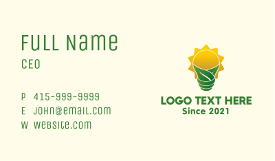 Eco Sun Bulb Business Card Image Preview
