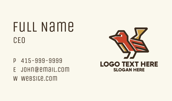 Geometric Red Bird  Business Card Design Image Preview