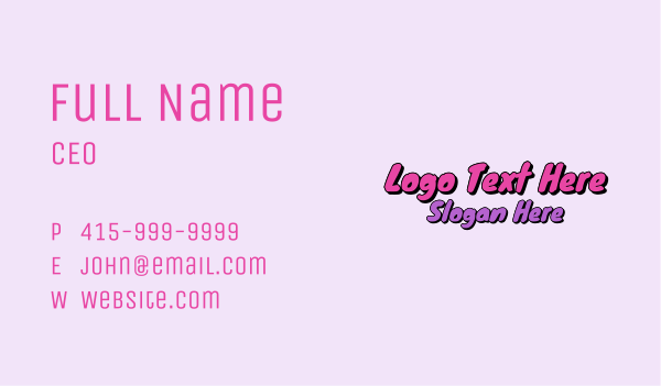 Purple Bubblegum Wordmark  Business Card Design Image Preview