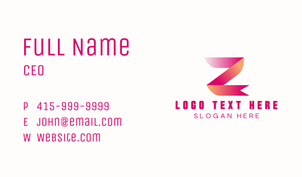 Generic Gradient Letter Z Business Card Design Image Preview