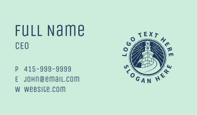 Nostalgic Lighthouse Waves Business Card Image Preview