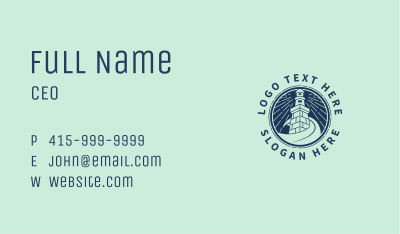 Nostalgic Lighthouse Waves Business Card Image Preview