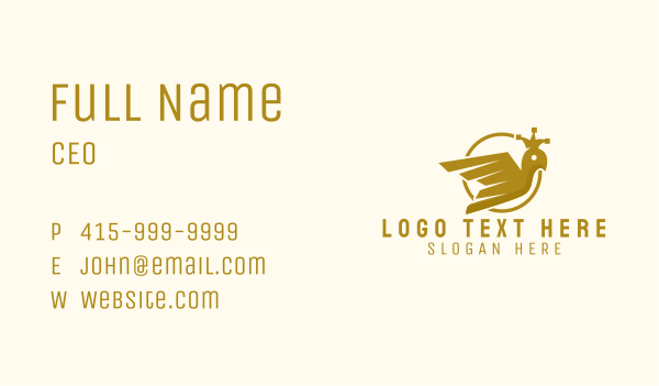 Gold Pigeon Crown  Business Card Design Image Preview
