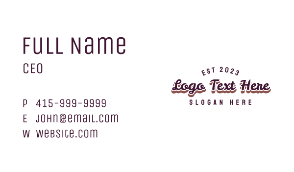 Retro Cursive Wordmark Business Card Design Image Preview