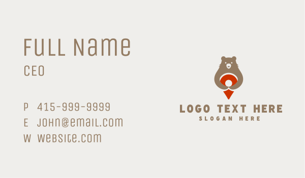 Wild Bear Location Pin Business Card Design Image Preview